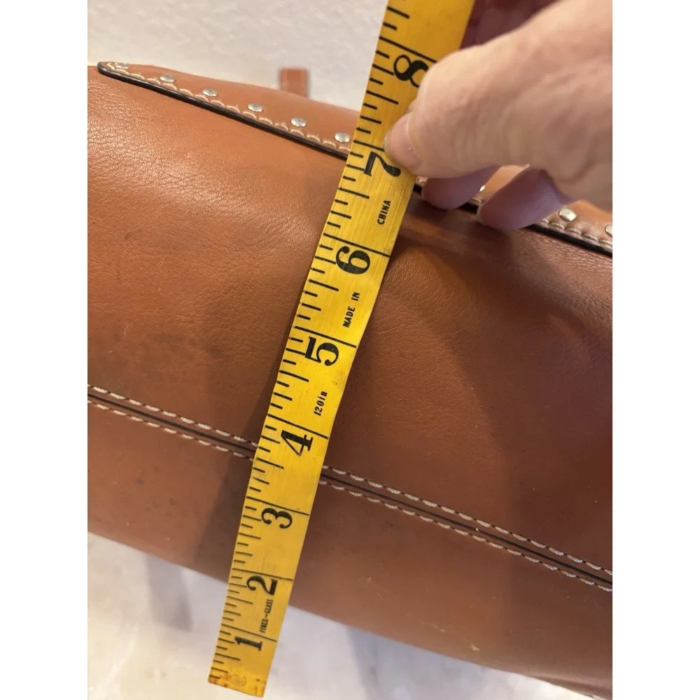 Michael Kors Astor Large Luggage Brown  Leather Studded Tote Bag - Picture 8 of 16